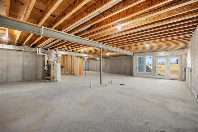 basement featuring gas water heater