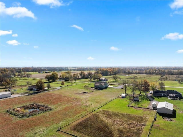 bird's eye view with a rural view