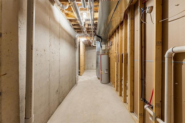unfinished basement with water heater