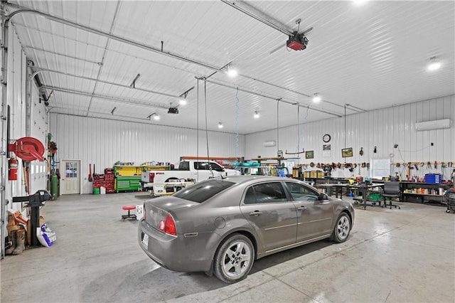 garage featuring a workshop area