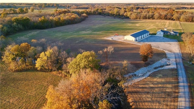 drone / aerial view featuring a rural view