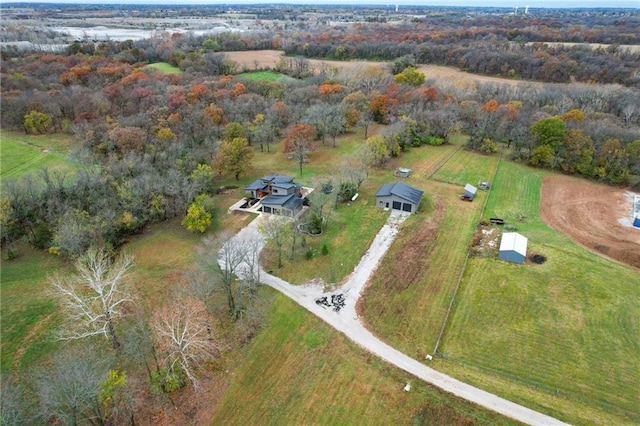 bird's eye view featuring a rural view