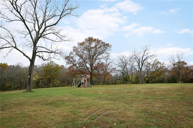 view of yard with a playground