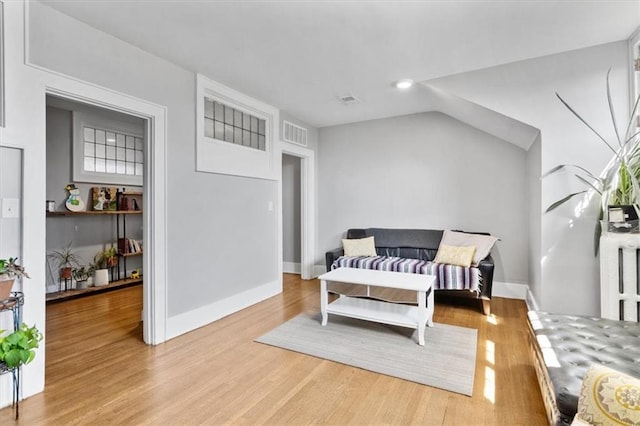 sitting room with light wood-type flooring