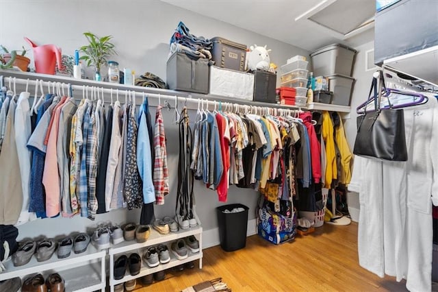 walk in closet featuring hardwood / wood-style flooring