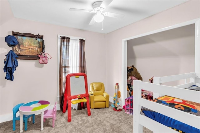 bedroom with carpet and ceiling fan