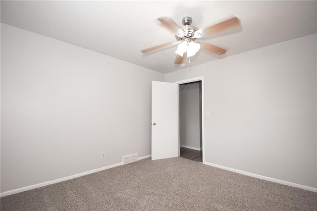 unfurnished bedroom with carpet floors and ceiling fan