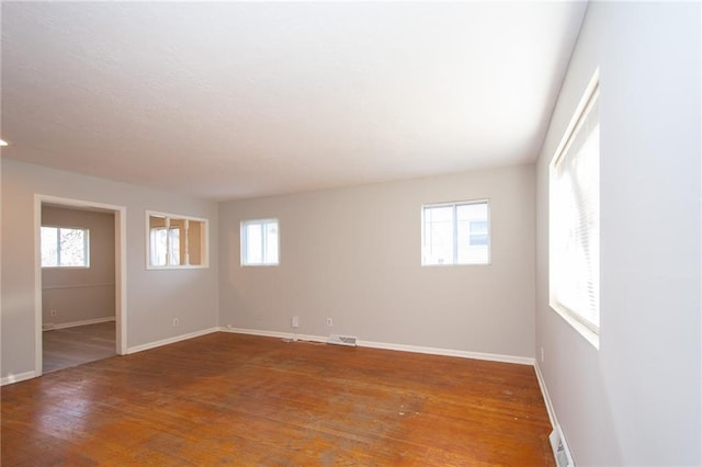 spare room featuring a wealth of natural light and wood-type flooring