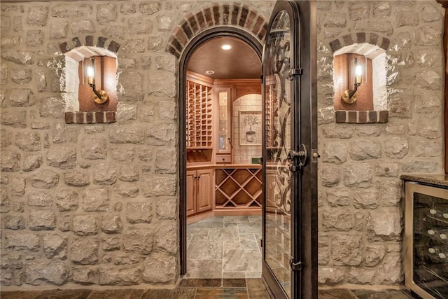 wine cellar featuring beverage cooler