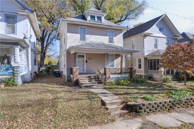 front facade with a porch