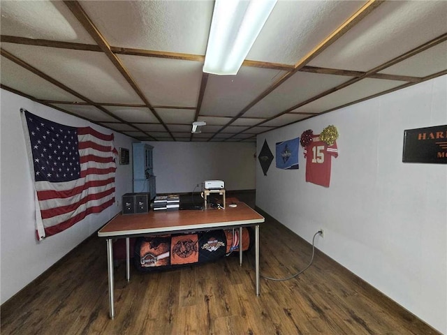 home office featuring dark hardwood / wood-style flooring