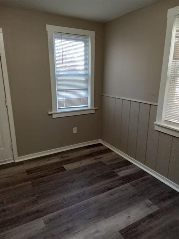 unfurnished room featuring dark wood-type flooring