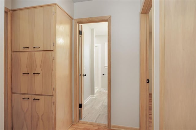 hallway with light hardwood / wood-style flooring