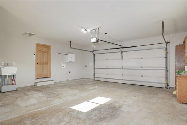 garage with a garage door opener