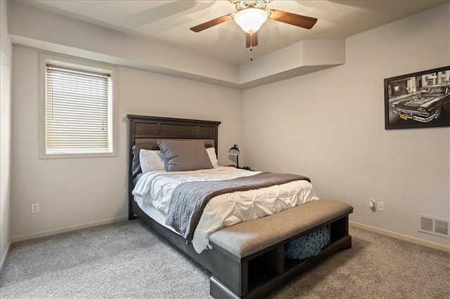 bedroom with carpet and ceiling fan