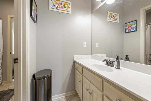 bathroom with vanity and tile patterned floors