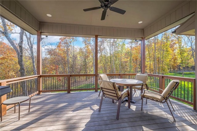 deck featuring ceiling fan