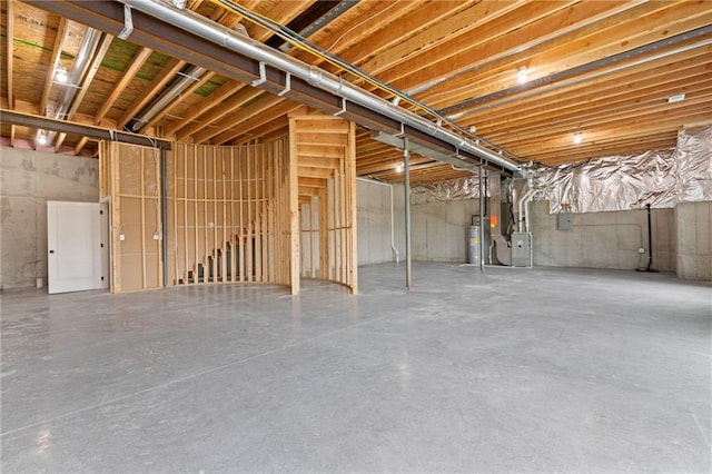 basement with water heater