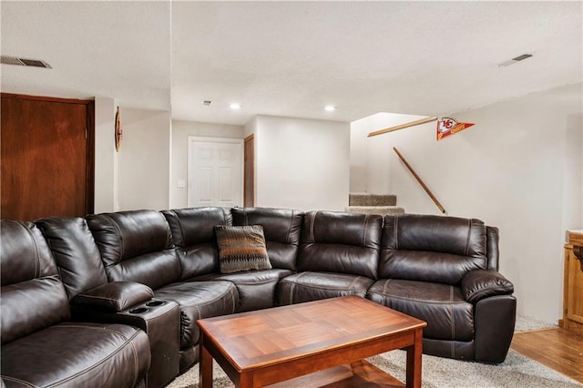 living room featuring light wood-type flooring