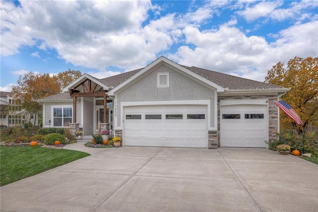 craftsman inspired home featuring a garage