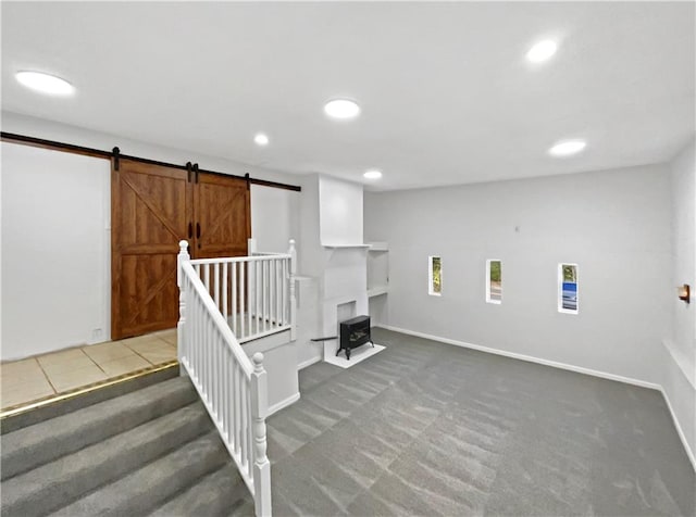 basement featuring carpet floors