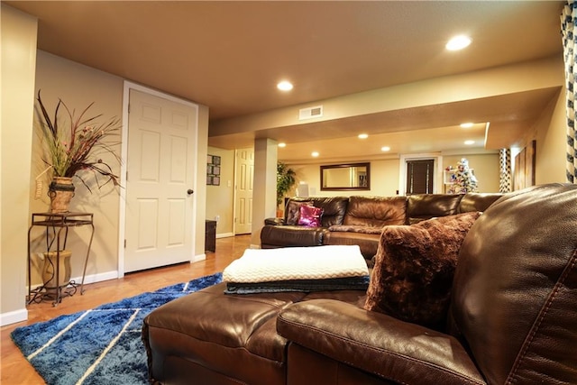 living room featuring light wood-type flooring