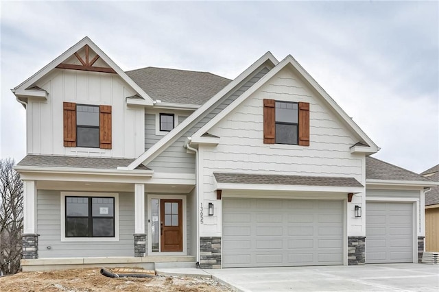 craftsman-style house featuring a garage