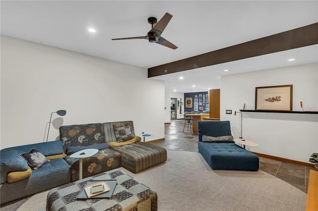 32225 W 88th St, De Soto, KS 66018 - living area featuring ceiling fan, recessed lighting, and baseboards
