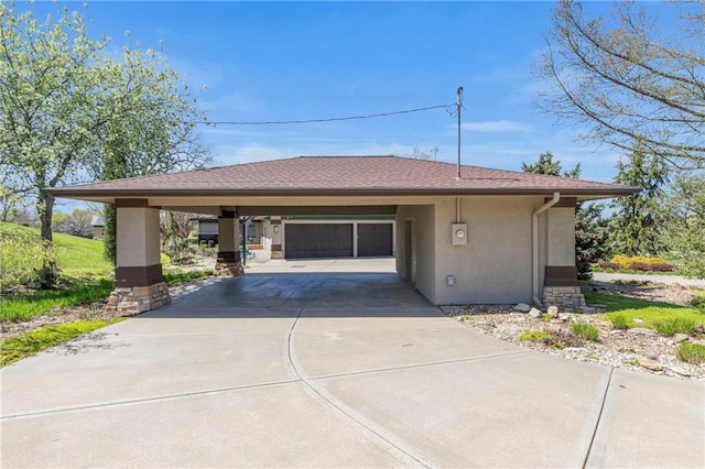 32225 W 88th St, De Soto, KS 66018 - exterior space with a carport, concrete driveway, and stucco siding