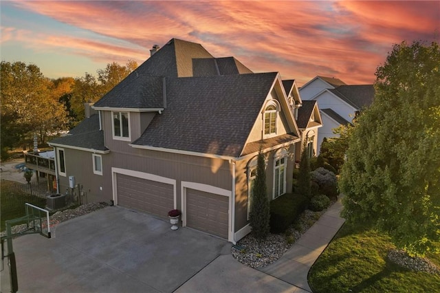 view of front of house with a garage