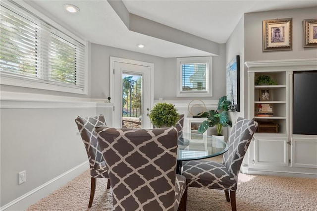 view of carpeted dining room