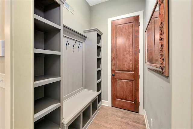 mudroom featuring light hardwood / wood-style floors