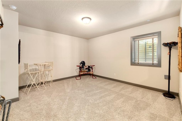 empty room featuring carpet and a textured ceiling