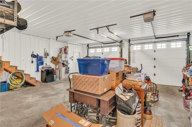 garage with a garage door opener