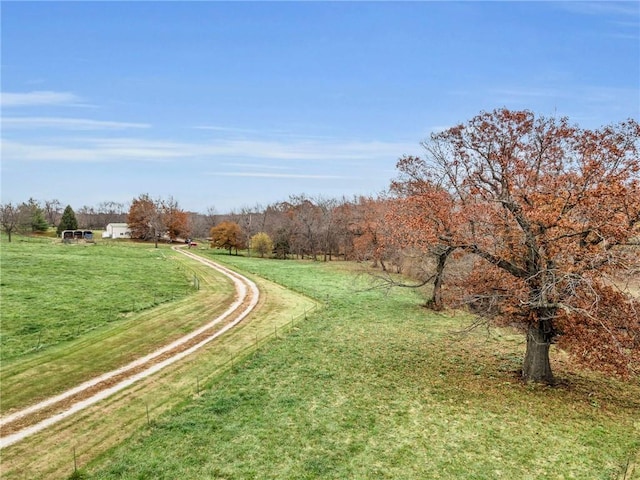 view of road with a rural view