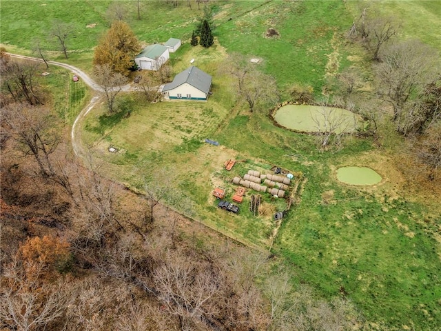 drone / aerial view with a rural view