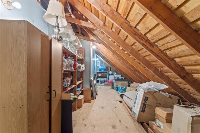 view of unfinished attic