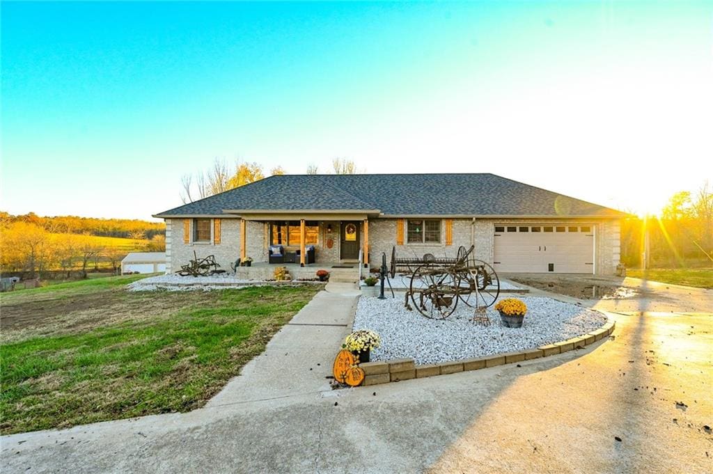 ranch-style home with a garage