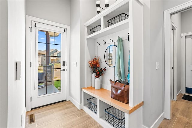 mudroom featuring light wood-type flooring