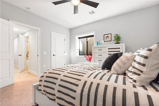 bedroom featuring ceiling fan