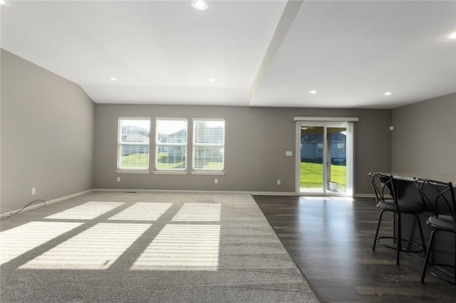 interior space with dark hardwood / wood-style floors