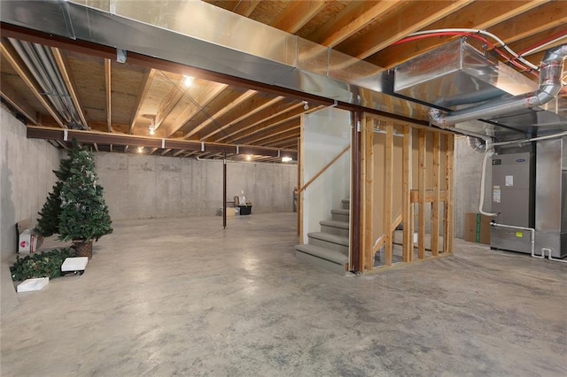 basement with heating unit