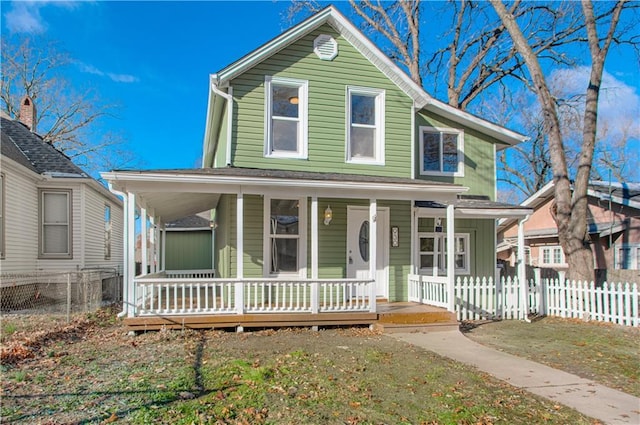 view of front of property featuring covered porch