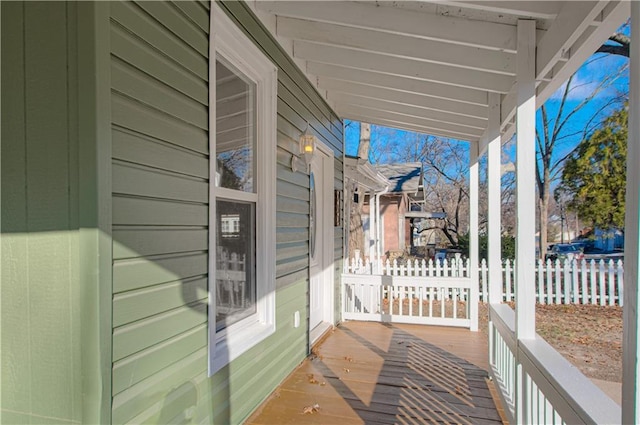 wooden deck featuring a porch