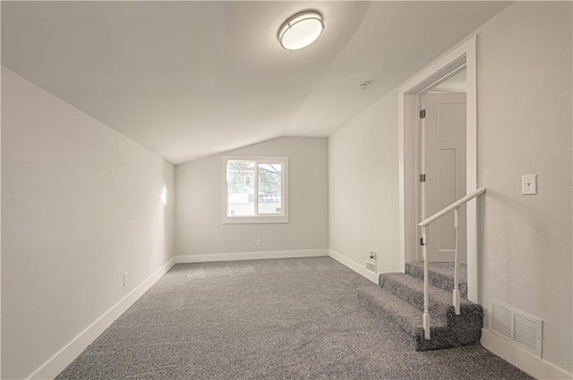 additional living space with carpet floors and vaulted ceiling