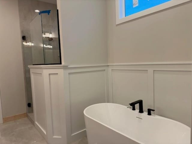 bathroom with plus walk in shower