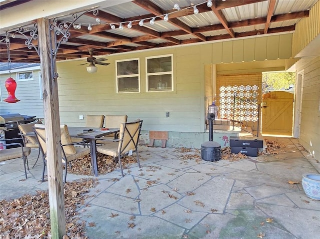 view of patio / terrace featuring ceiling fan