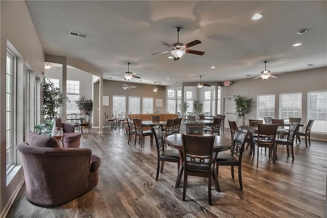 11901 S Tallgrass Dr Unit 702, Olathe, KS 66061 - dining space with recessed lighting, dark wood-style floors, baseboards, and a ceiling fan