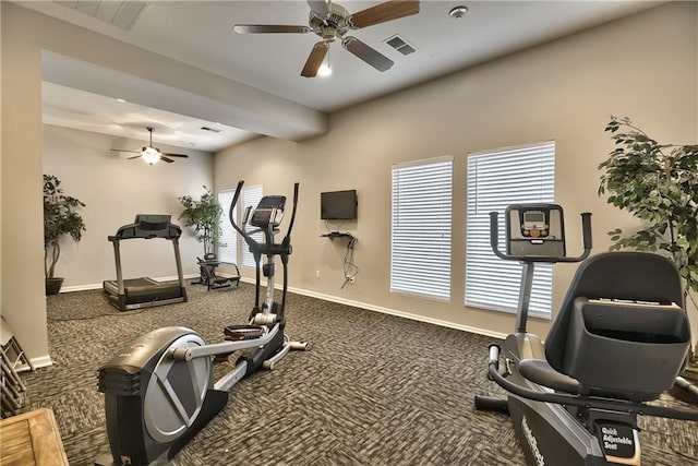 11901 S Tallgrass Dr Unit 702, Olathe, KS 66061 - workout room with a ceiling fan, carpet, and baseboards