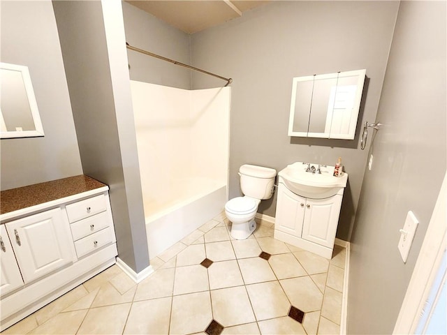 full bathroom with tile patterned flooring, vanity, toilet, and shower / bathing tub combination